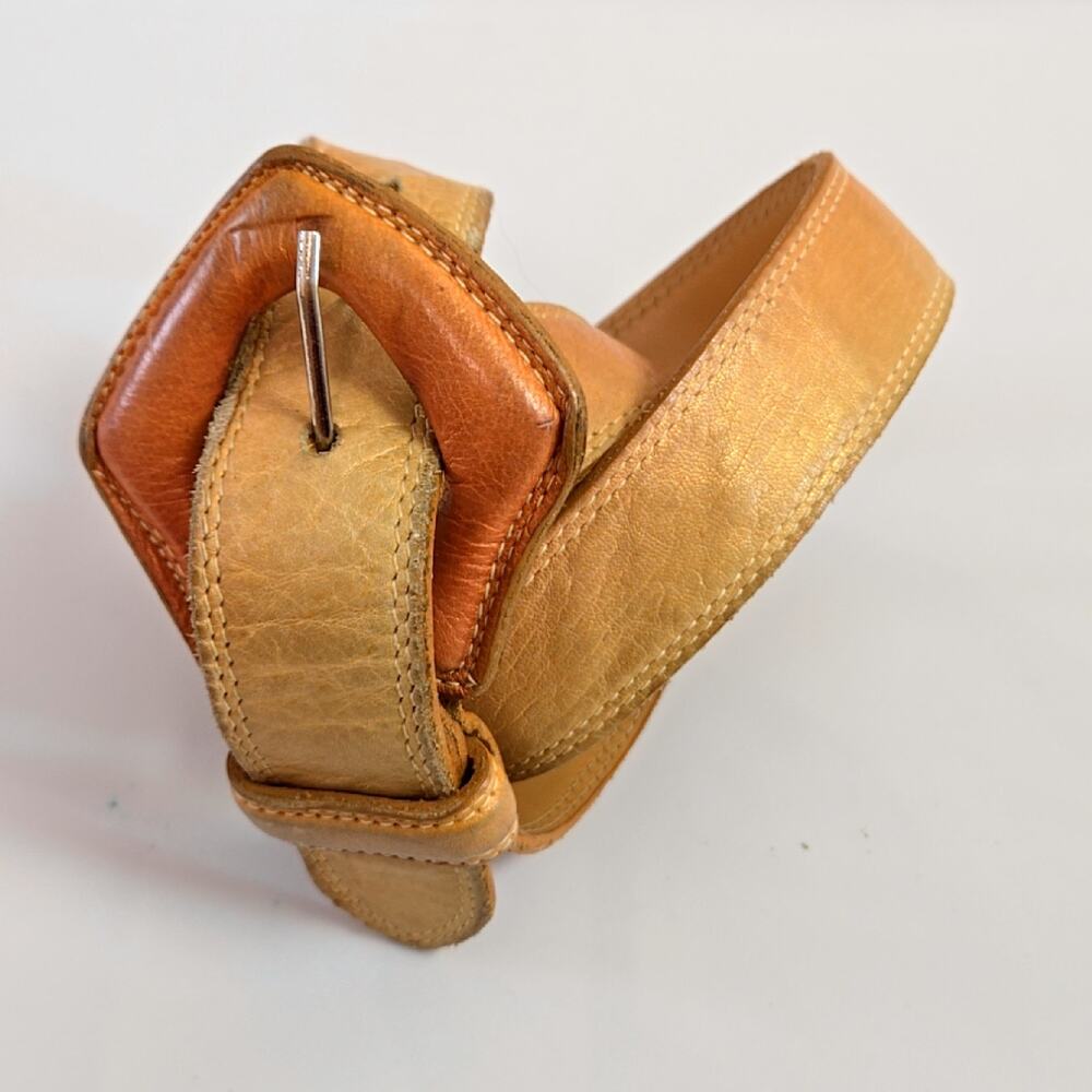 Vintage Leather Belt Metallic Peach/Gold Boho Cottagecore 28/S